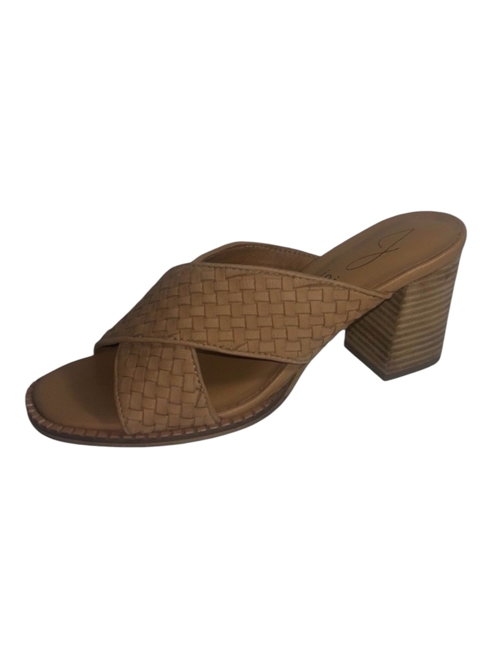 Joie Woven Criss Cross Open Toe Block Heel Tan Leather Sandals Women’s Size 8
